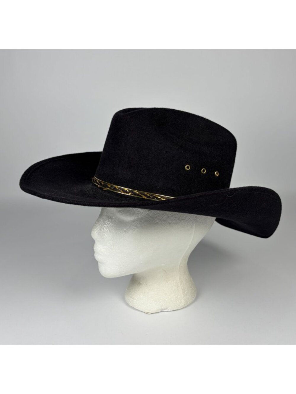 Pigalle XXXXX Western Cowboy Hat Black Thin Gold Color Trim Size 7 Made Mexico